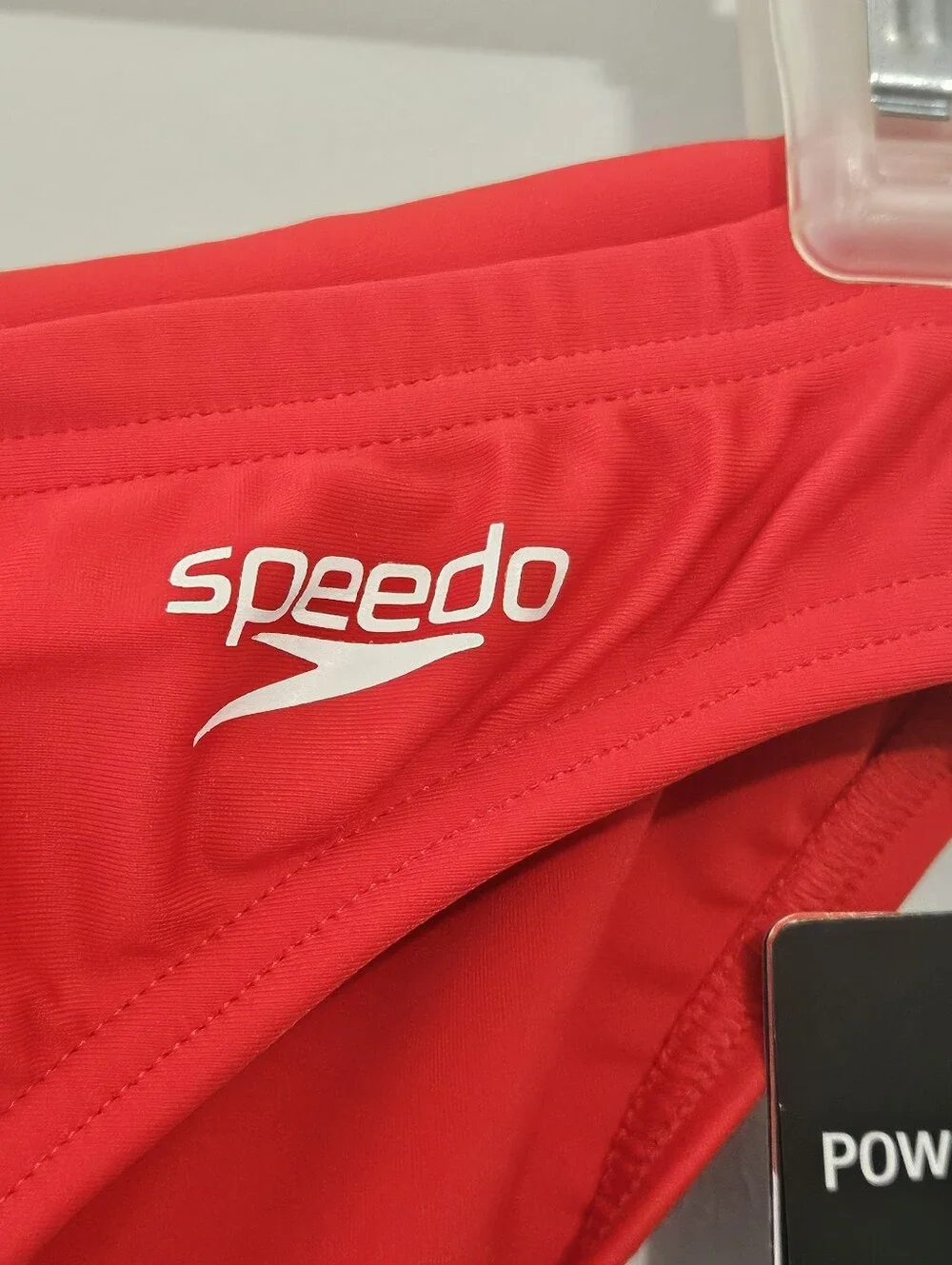 Speedo PowerFlex Eco Size 34 Red Boys Mens Swim Trunks with Elastic Drawstring